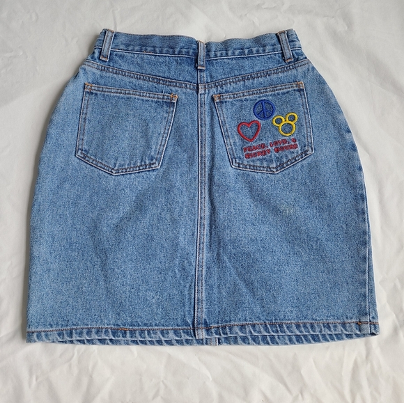 The Disney Store Vintage Peace Love and Micky Mouse Jean Skirt - Picture 5 of 7